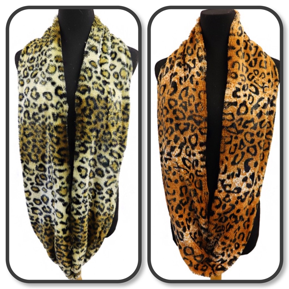 🎁 Animal Print Leopard Plush Faux Fur Soft Scarf - Picture 3 of 7